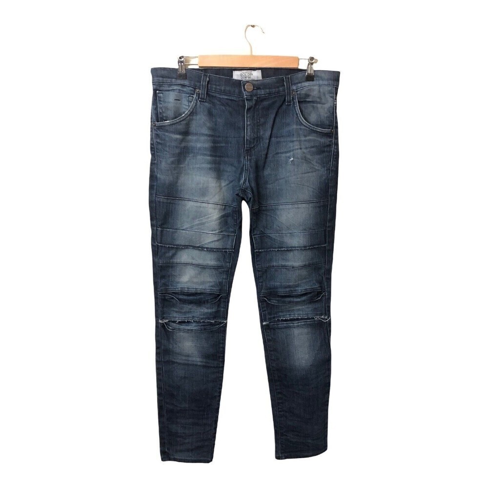 𝅺GOLDEN Denim Los Angeles Men's Distressed Jeans Size 32 Made In USA 100% Cotton